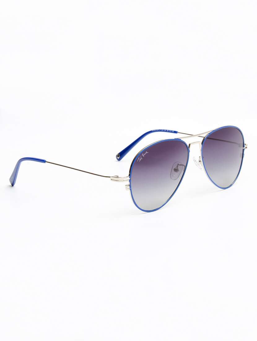 ted smith unisex aviator silver-blue-grey graded metal sunglasses with polarised lens - 22576919 -  Standard Image - 3