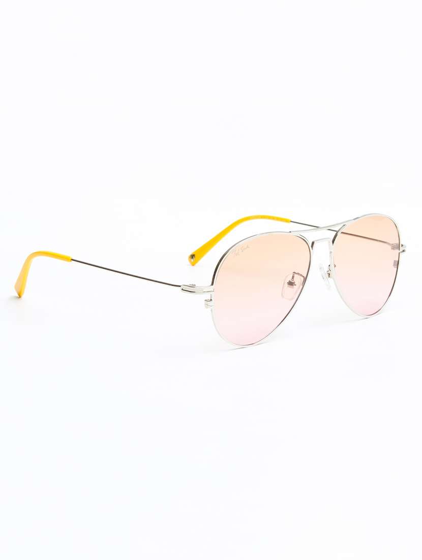 ted smith unisex aviator silver-brown pink metal sunglasses with polarised lens - 22576921 -  Standard Image - 3