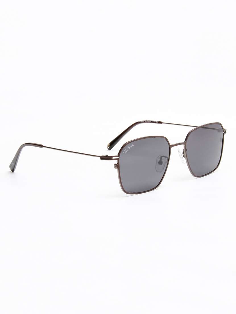 ted smith unisex wayfarer gunmetal-black metal sunglasses with polarised lens - 22576924 -  Standard Image - 3