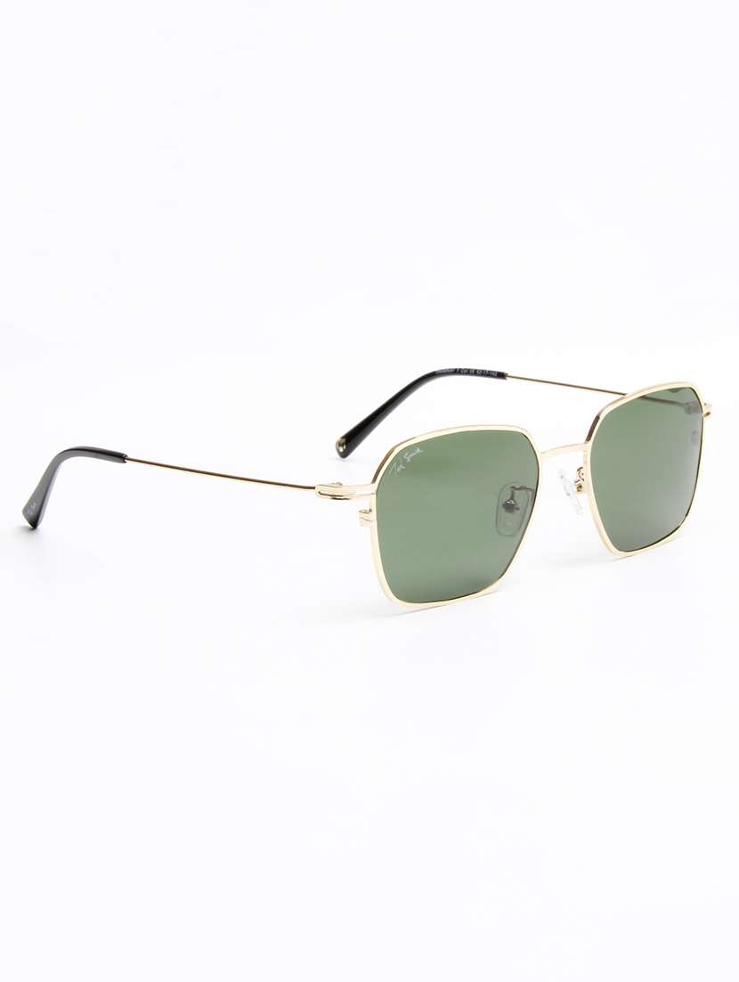 ted smith unisex wayfarer gold-green metal sunglasses with polarised lens - 22576926 -  Standard Image - 3