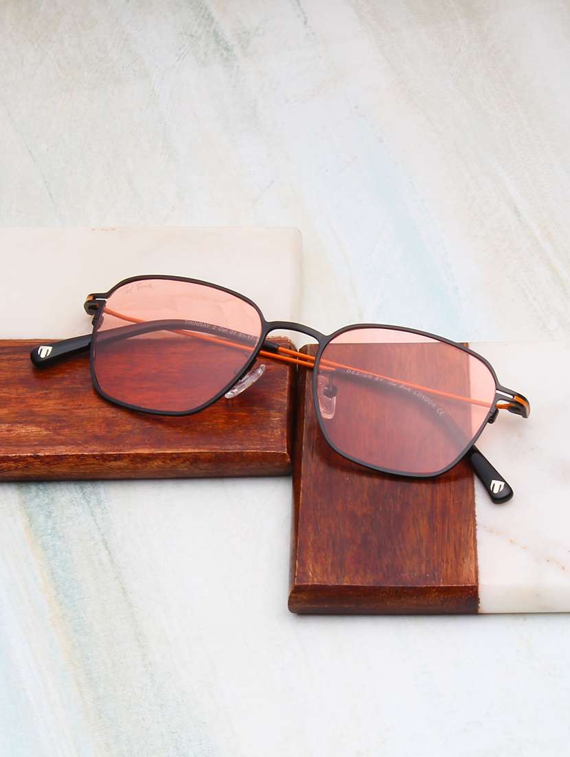 ted smith unisex wayfarer black-orange metal sunglasses with polarised lens