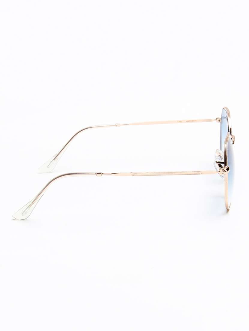 ted smith unisex hexagon gold-blue graded metal sunglasses with uv protected lens - 22576930 -  Standard Image - 5