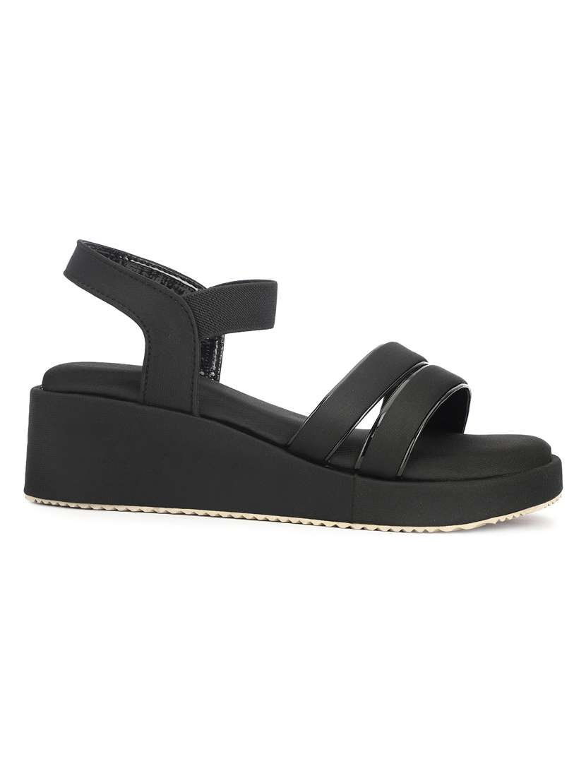 Women Solid Ankle Strap Wedges - 22576956 -  Standard Image - 3