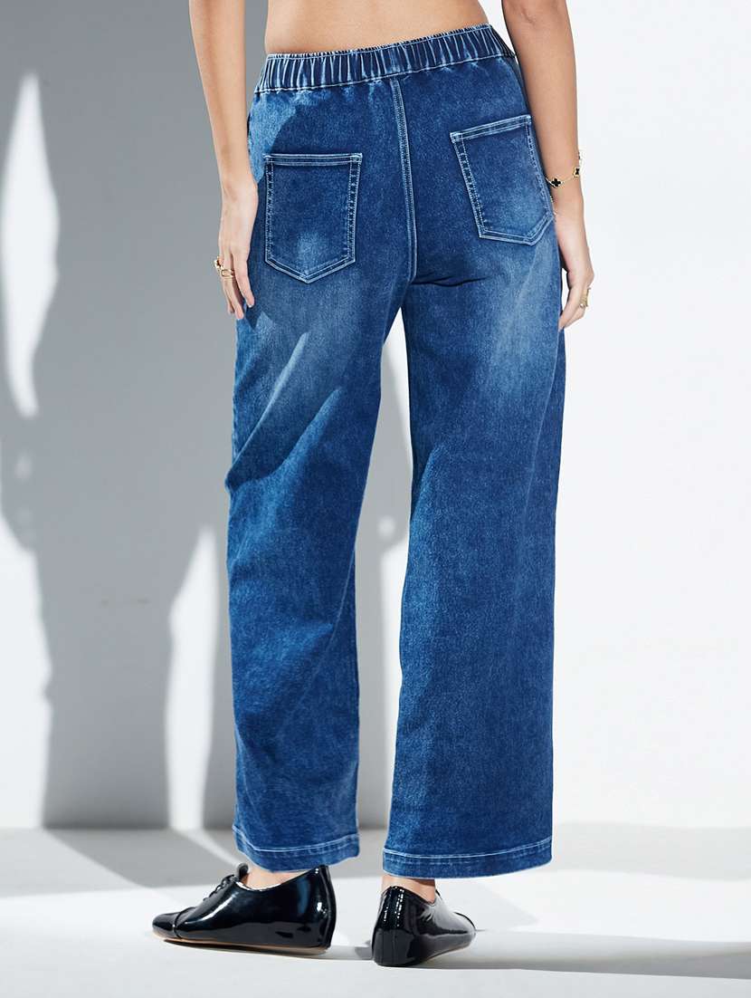 women washed high rise wide leg jeans - 22576984 -  Standard Image - 3