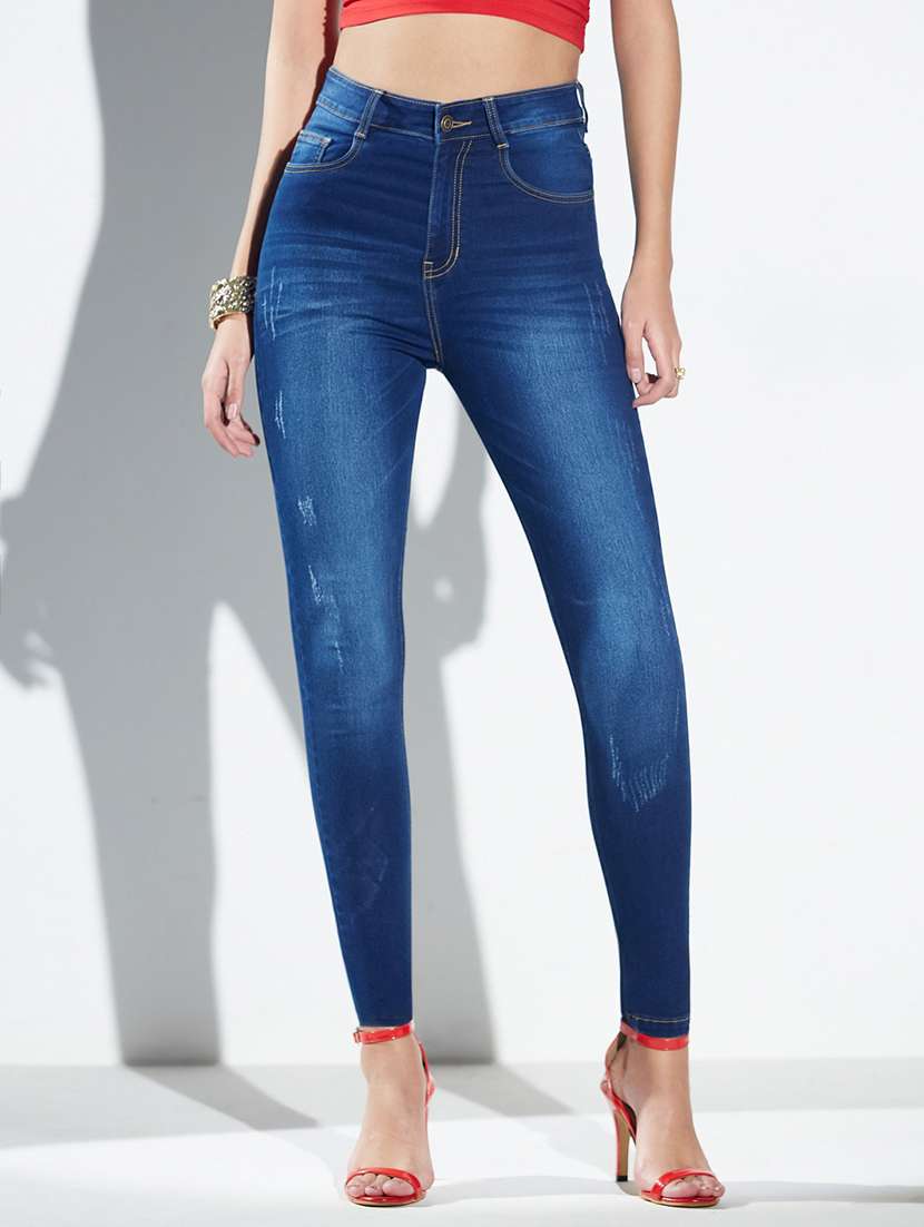 women distressed high rise skinny jeans