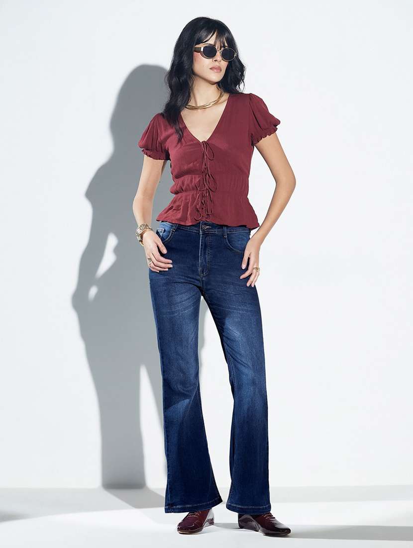 Women Washed High Rise Bootcut Jeans - 22576989 -  Standard Image - 5