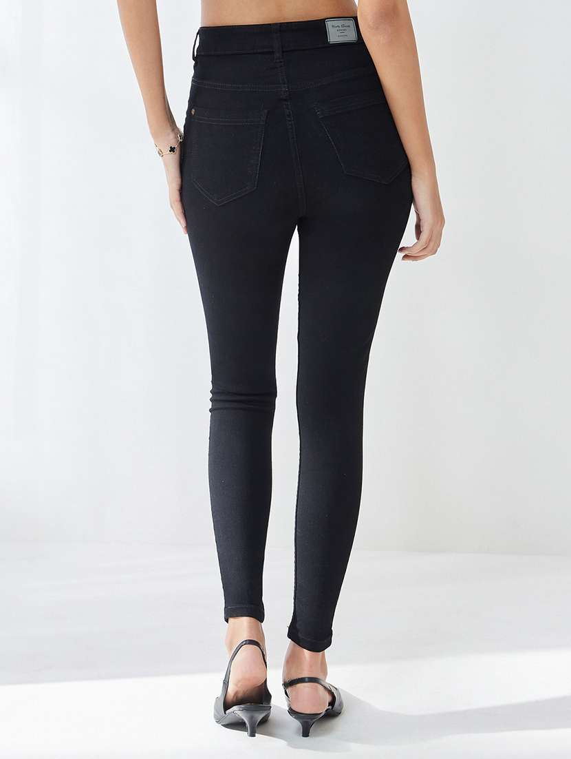 women solid high rise skinny jeans - 22576991 -  Standard Image - 3
