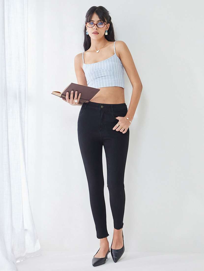 women solid high rise skinny jeans - 22577044 -  Standard Image - 3