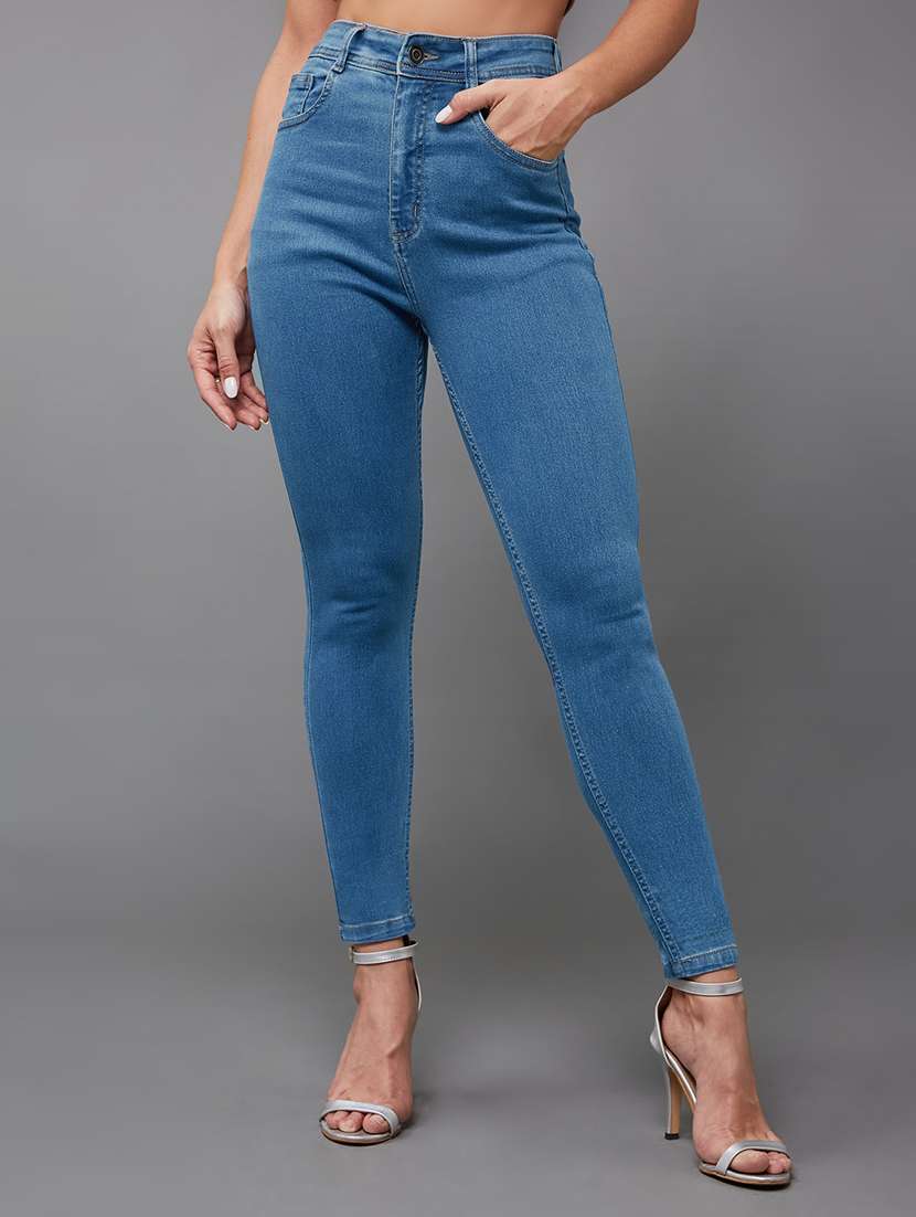 women washed high rise skinny jeans