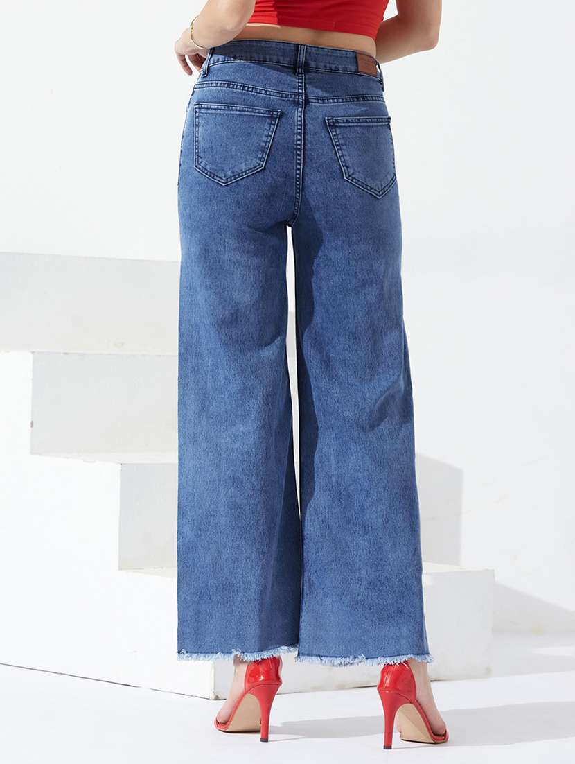 women washed high rise wide leg jeans - 22577051 -  Standard Image - 3