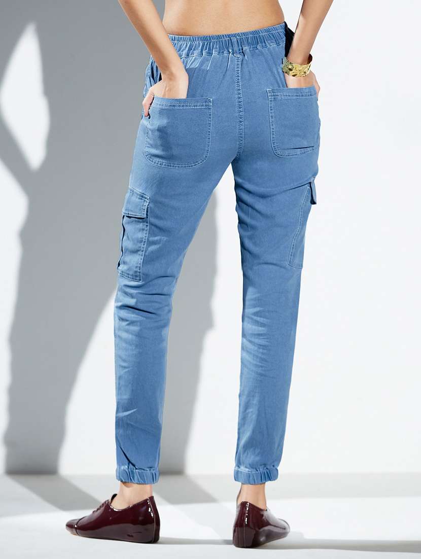 women solid high rise jogger - 22577069 -  Standard Image - 3