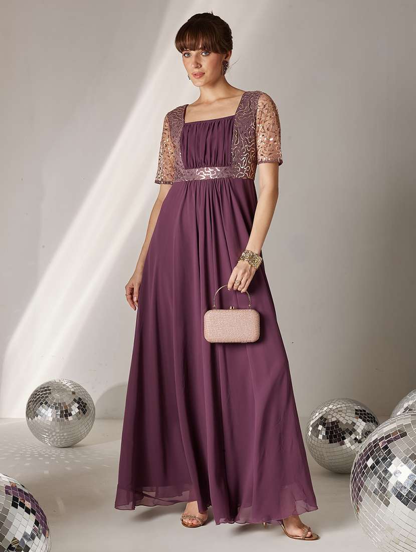 women embroidered short sleeves fit and flare dress