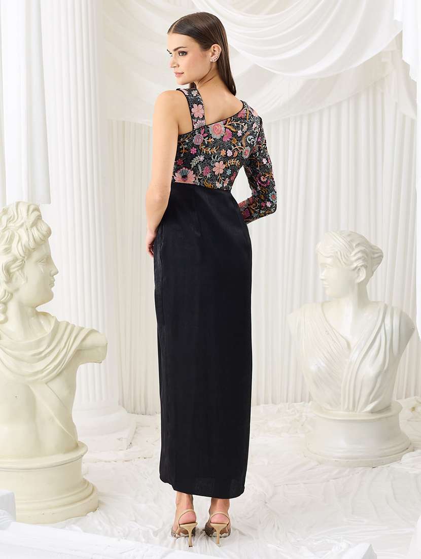 Women Embroidered Asymmetric Neck Sheath Dress - 22577133 -  Standard Image - 3