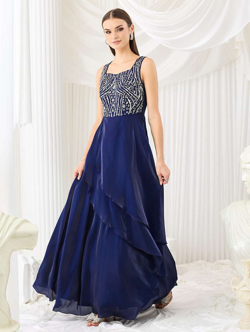 women embellished sleeveless layered gown - 22577148 -  Standard Image - 3