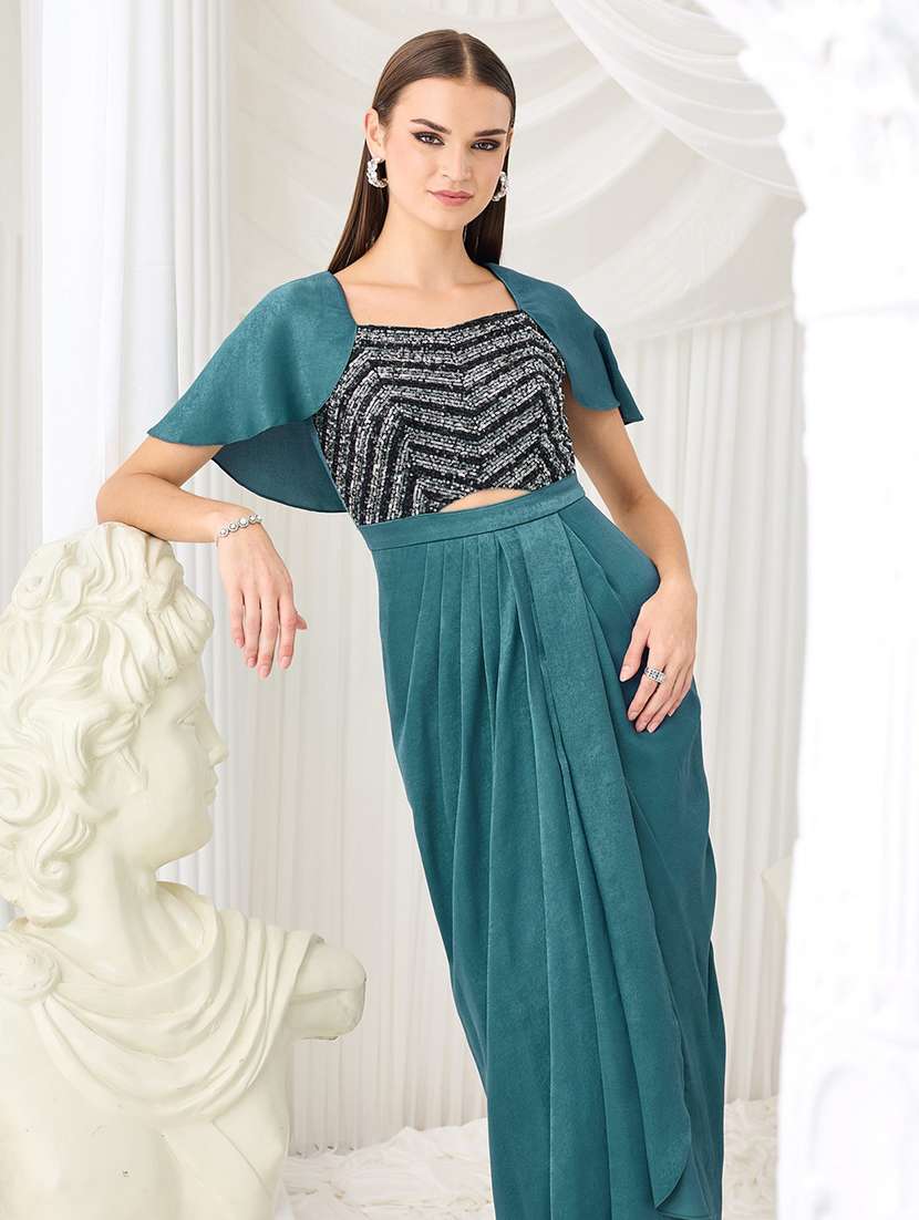 women sequined cape sleeves layered dress - 22577155 -  Standard Image - 5