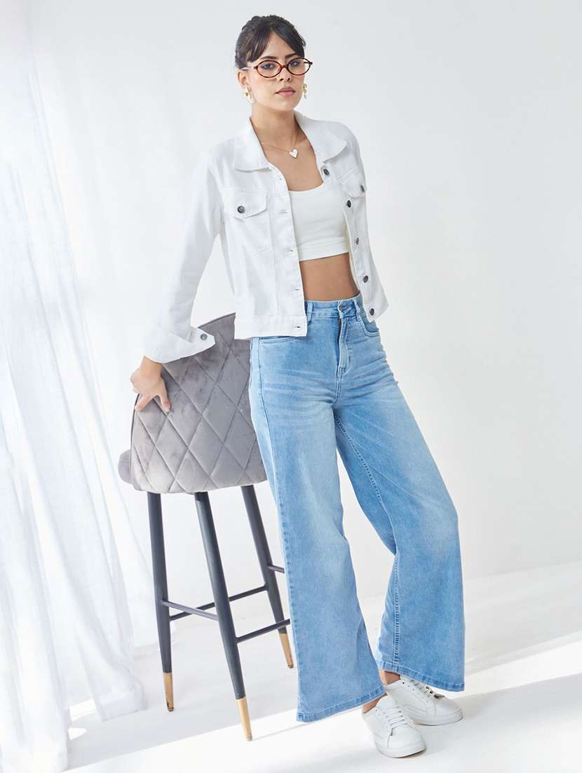 women solid long sleeves denim jacket - 22577162 -  Standard Image - 5