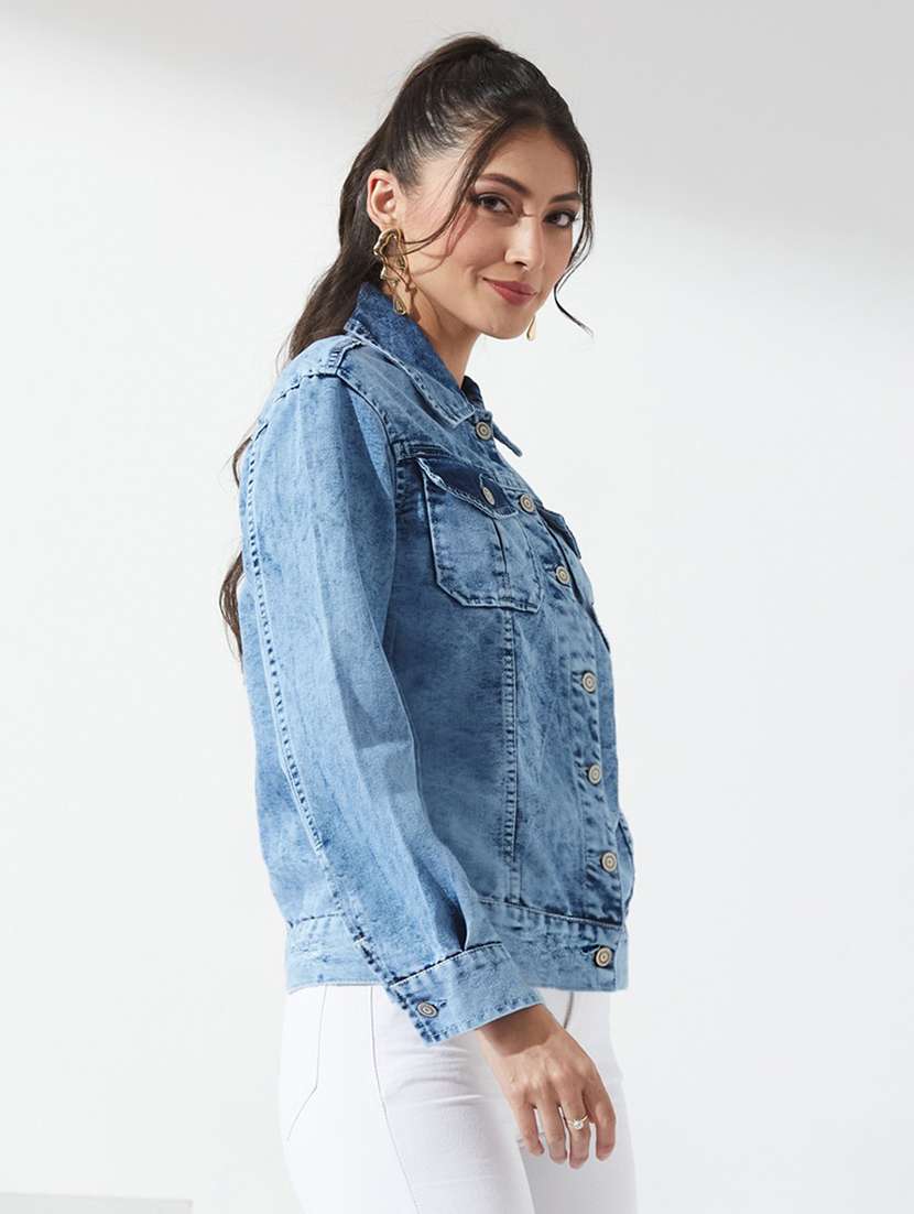 women hand painted long sleeves denim jacket - 22577164 -  Standard Image - 3