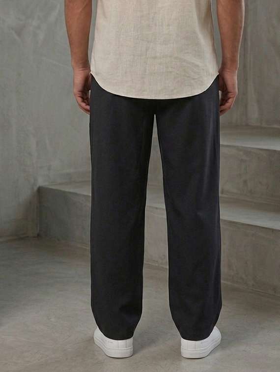 Men Solid Mid Rise Flat Front Trouser - 22577178 -  Standard Image - 3