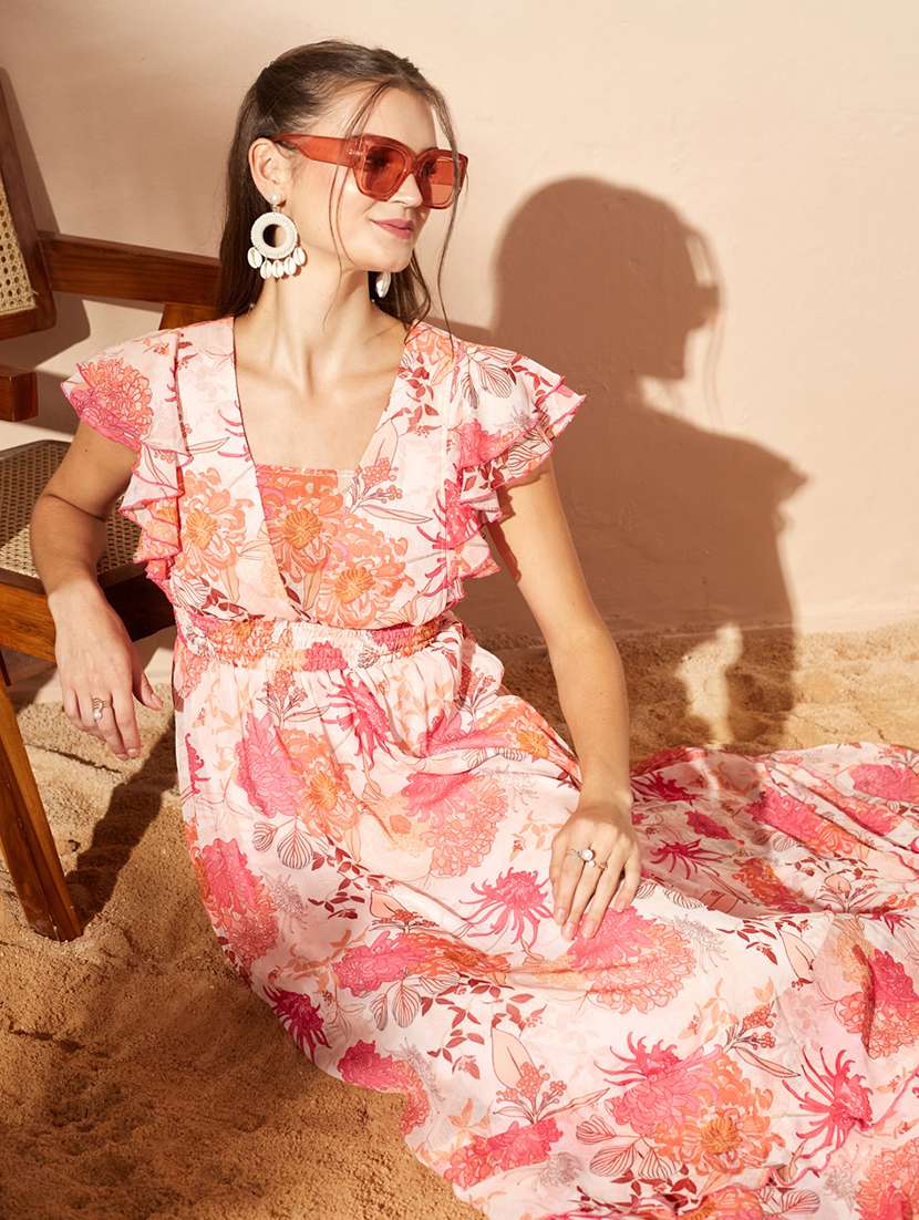 Women Printed Ruffle Sleeves Tiered Dress - 22577187 -  Standard Image - 5