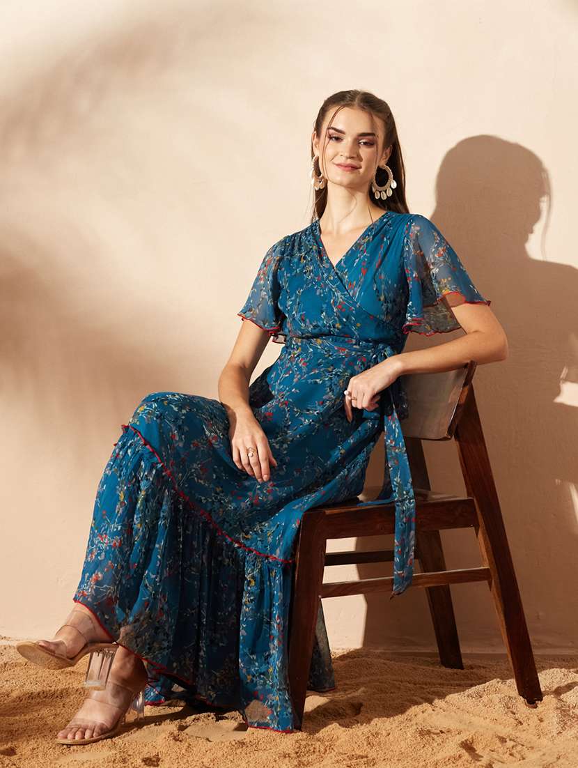 women printed flared sleeves tiered dress - 22577193 -  Standard Image - 5