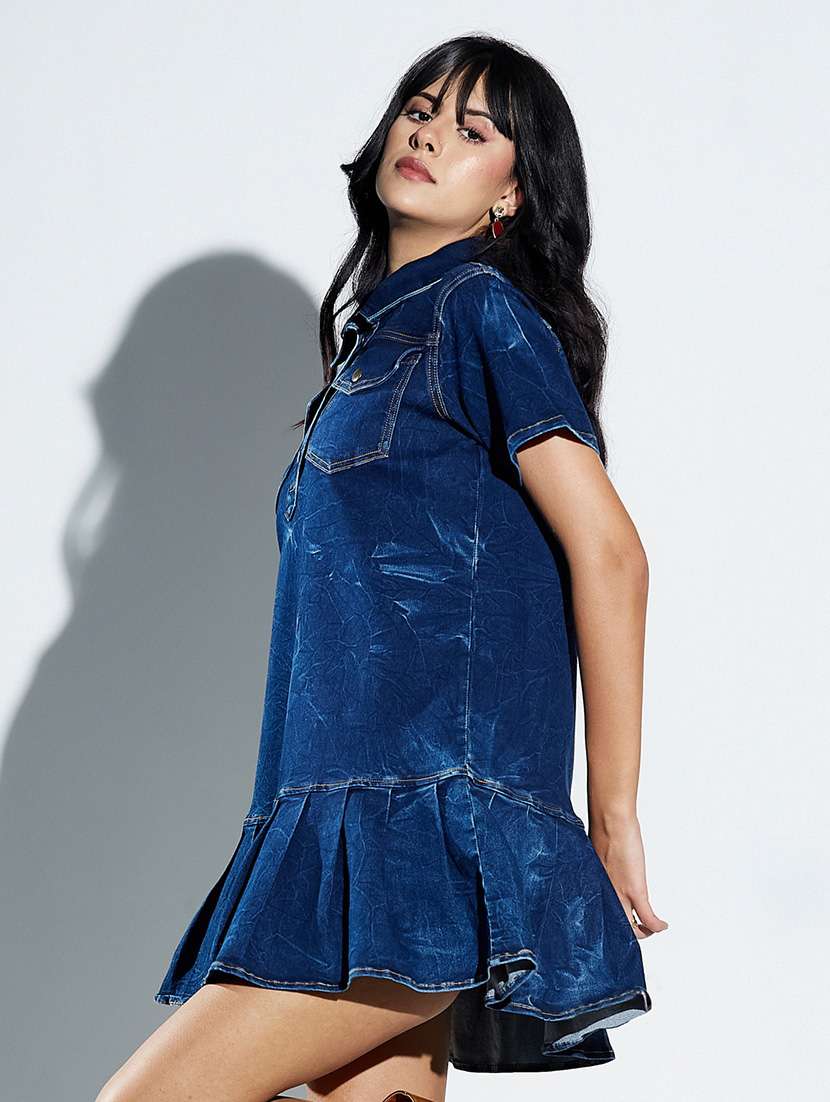 Women Solid Short Sleeves Tiered Dress - 22577202 -  Standard Image - 5