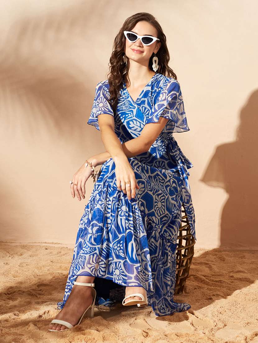 women printed flared sleeves tiered dress - 22577209 -  Standard Image - 5