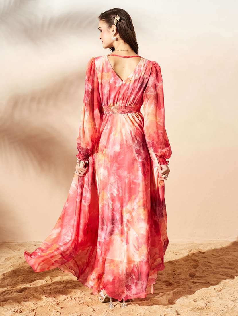 women printed long sleeves fit and flare dress - 22577221 -  Standard Image - 5