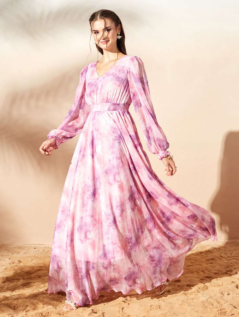 Women Printed Long Sleeves Fit And Flare Dress - 22577229 -  Standard Image - 3