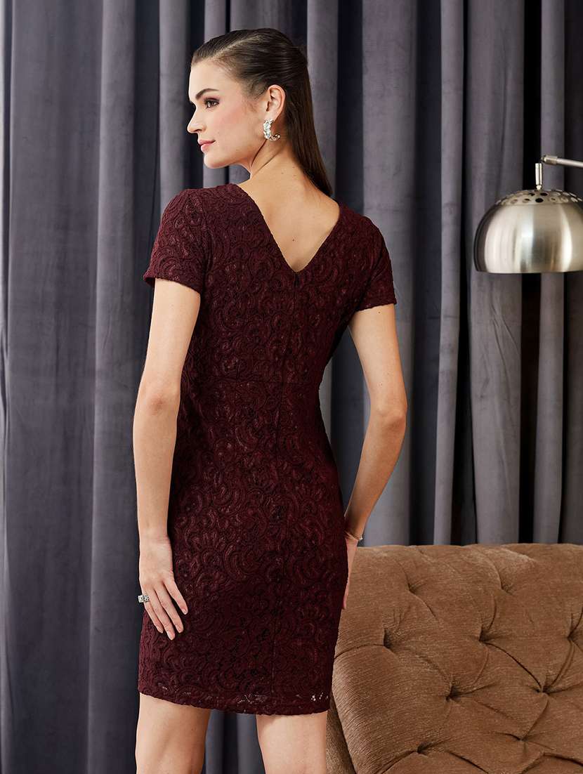women self design short sleeves sheath dress - 22577230 -  Standard Image - 3