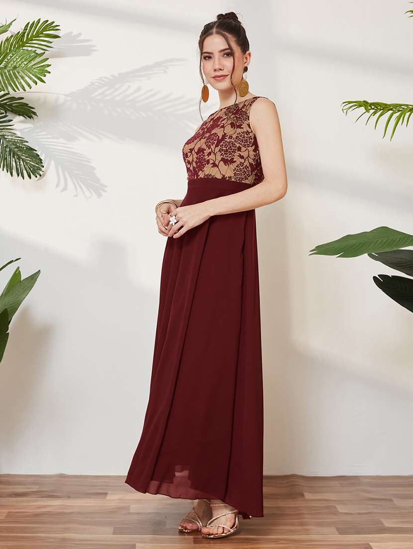 Women Self Design Sleeveless Fit And Flare Dress - 22577231 -  Standard Image - 3
