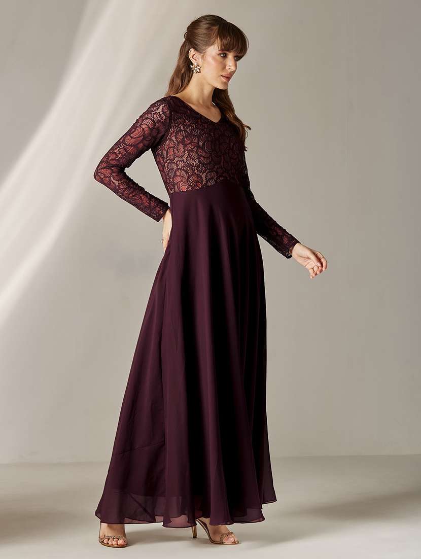 women self design long sleeves fit and flare dress - 22577234 -  Standard Image - 3