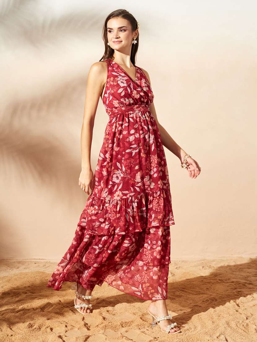 women printed halter neck tiered dress - 22577259 -  Standard Image - 3