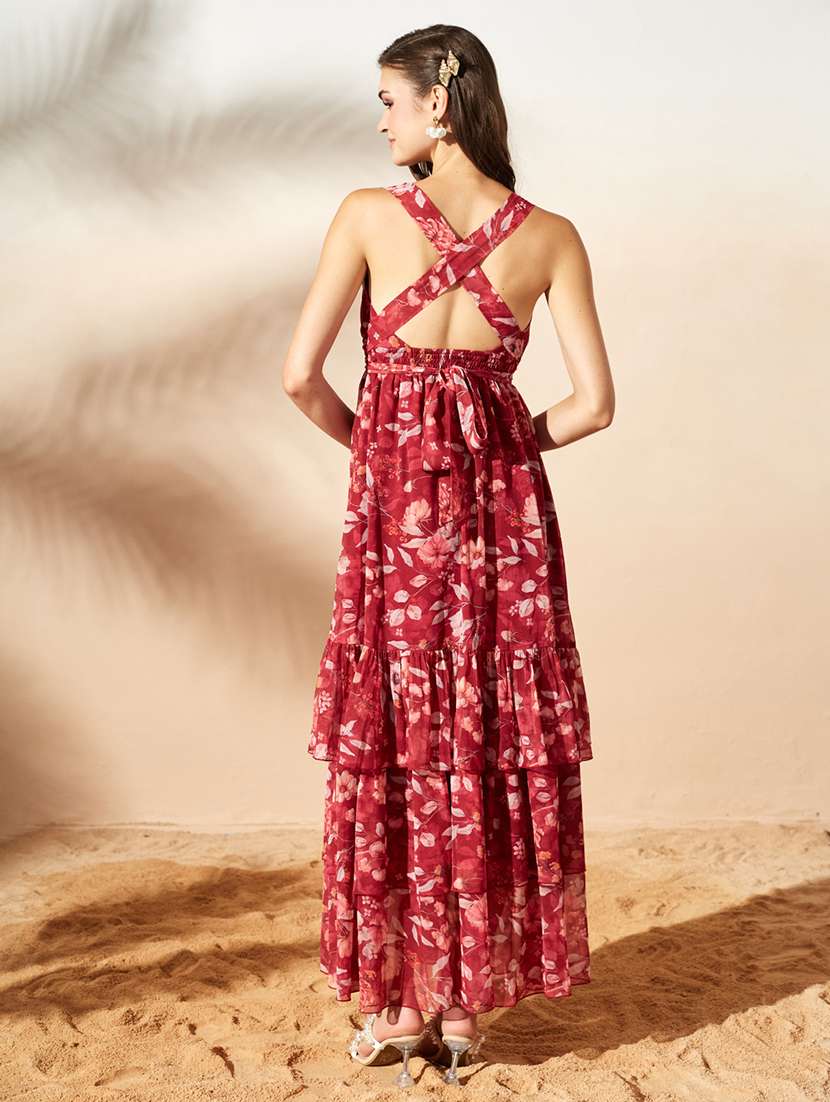 women printed halter neck tiered dress - 22577259 -  Standard Image - 5