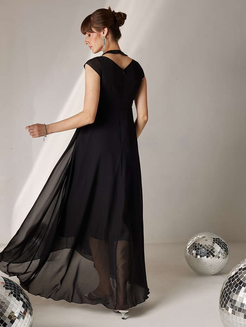 women sequined cap sleeves fit and flare dress - 22577260 -  Standard Image - 3