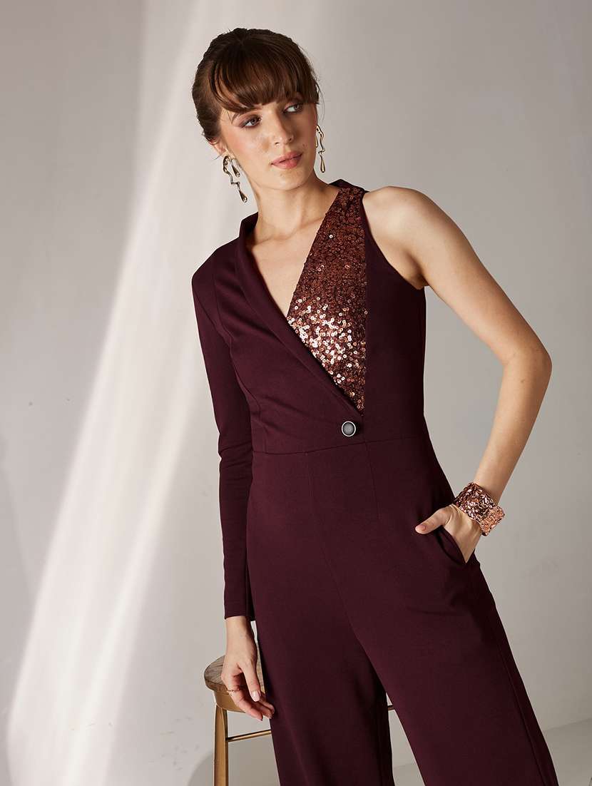 women sequined sleeveless full leg jumpsuit - 22577287 -  Standard Image - 5