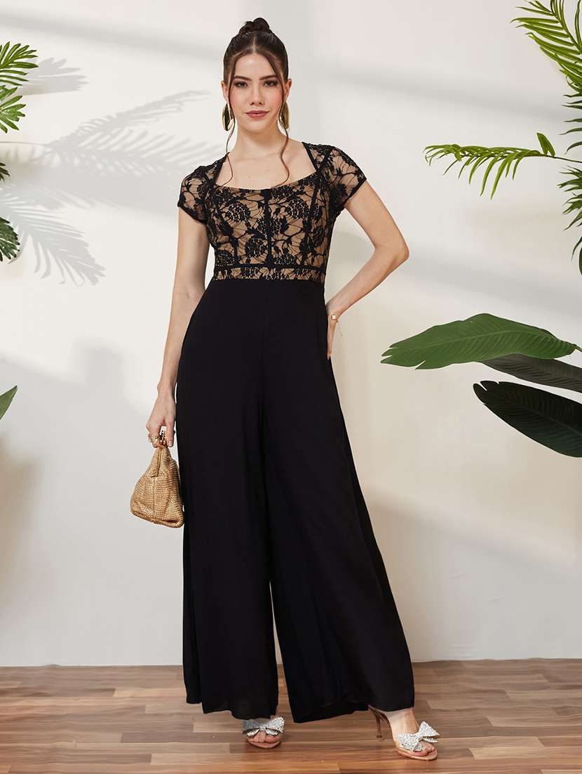 women self design short sleeves full leg jumpsuit