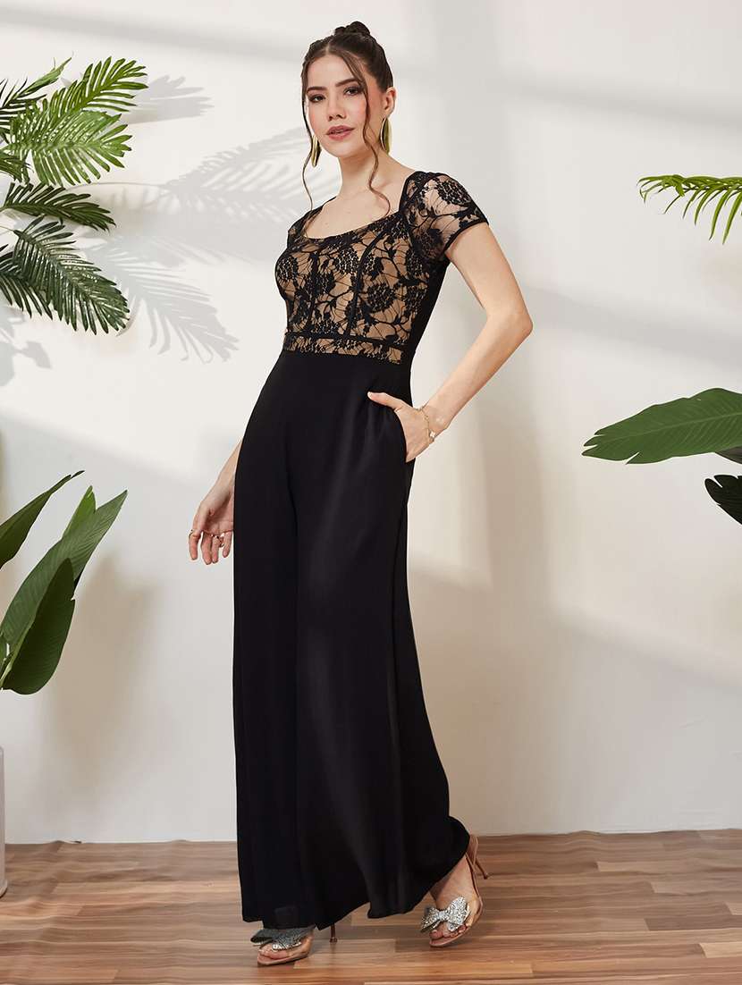 women self design short sleeves full leg jumpsuit - 22577290 -  Standard Image - 3