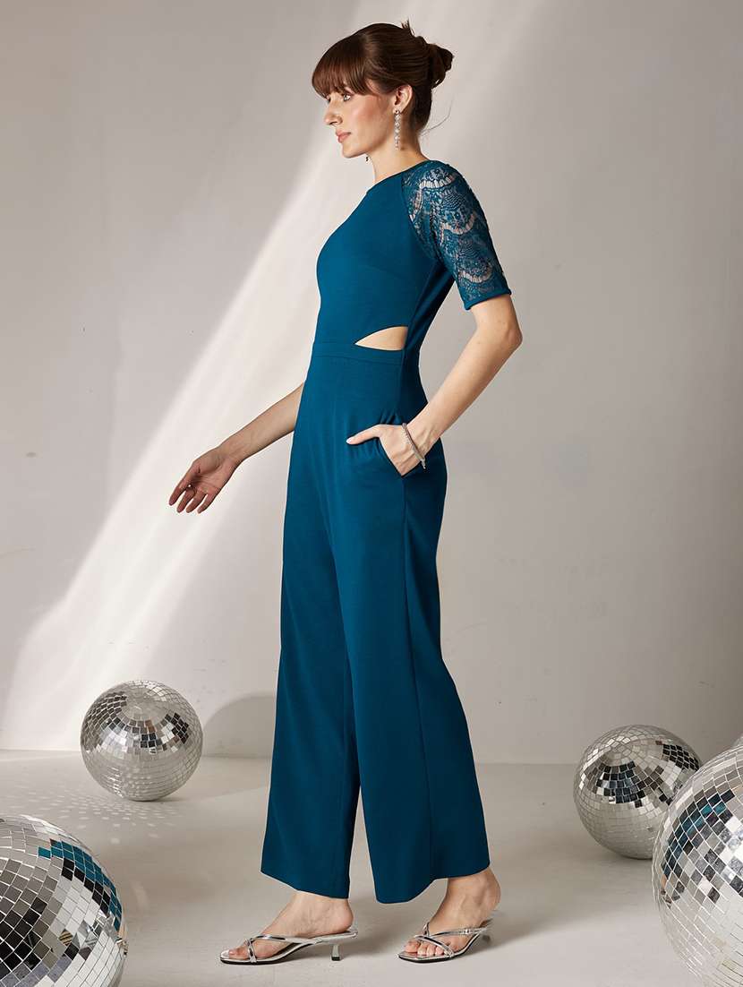 Women Self Design Short Sleeves Full Leg Jumpuit - 22577308 -  Standard Image - 3