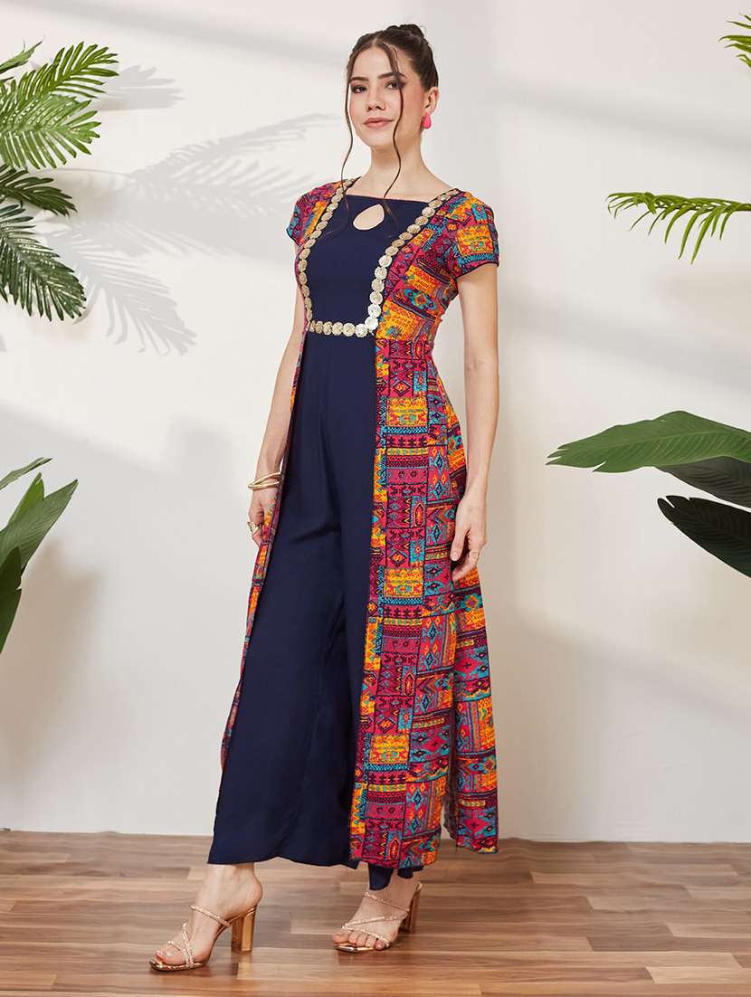 Women Printed Short Sleeves Full Leg Jumpsuit - 22577309 -  Standard Image - 3