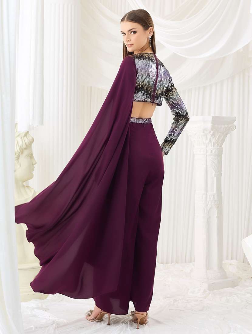 women embroidered long sleeves fusion set - 22577310 -  Standard Image - 3