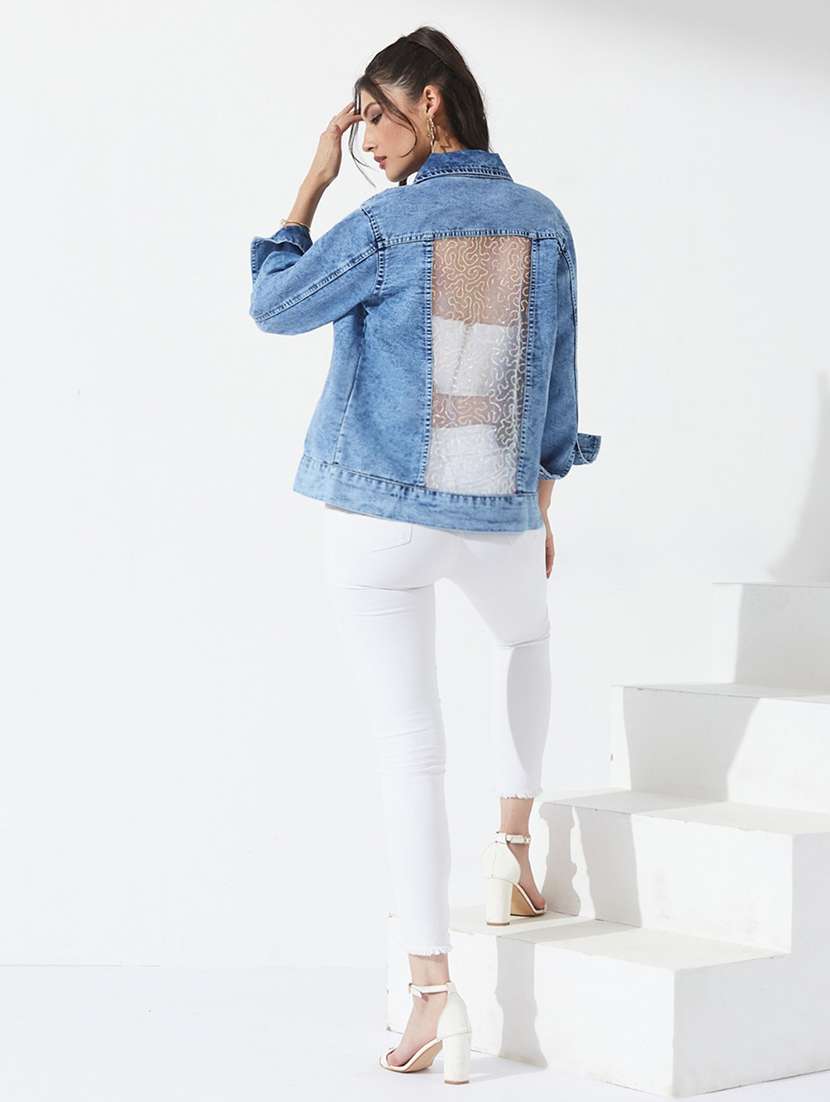 women embellished long sleeves denim jacket - 22577325 -  Standard Image - 3