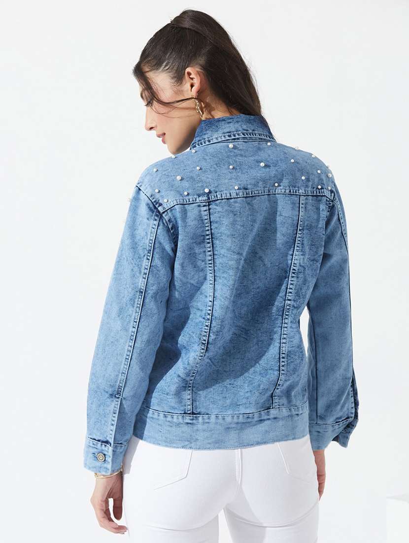 women embellished long sleeves denim jacket - 22577326 -  Standard Image - 3