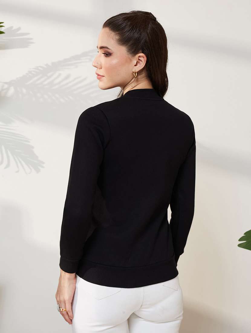 women solid long sleeves zipper sweatshirt - 22577327 -  Standard Image - 3