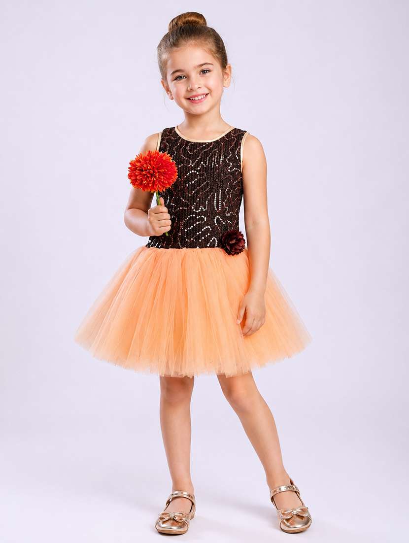girls embroidered sleeveless fit and flare dress