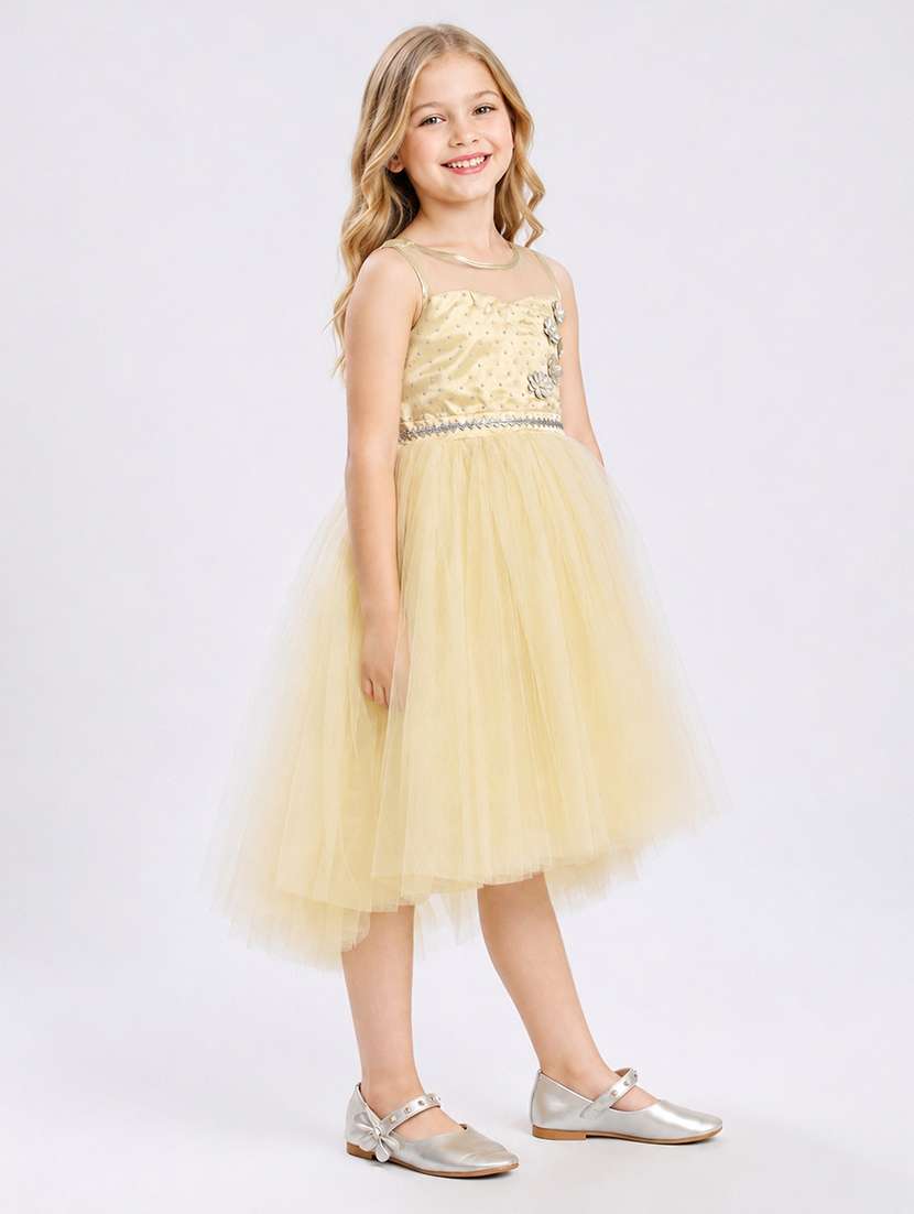 girls embellished sleeveless high low dress