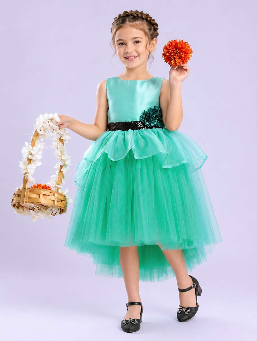 girls sequined sleeveless high low dress