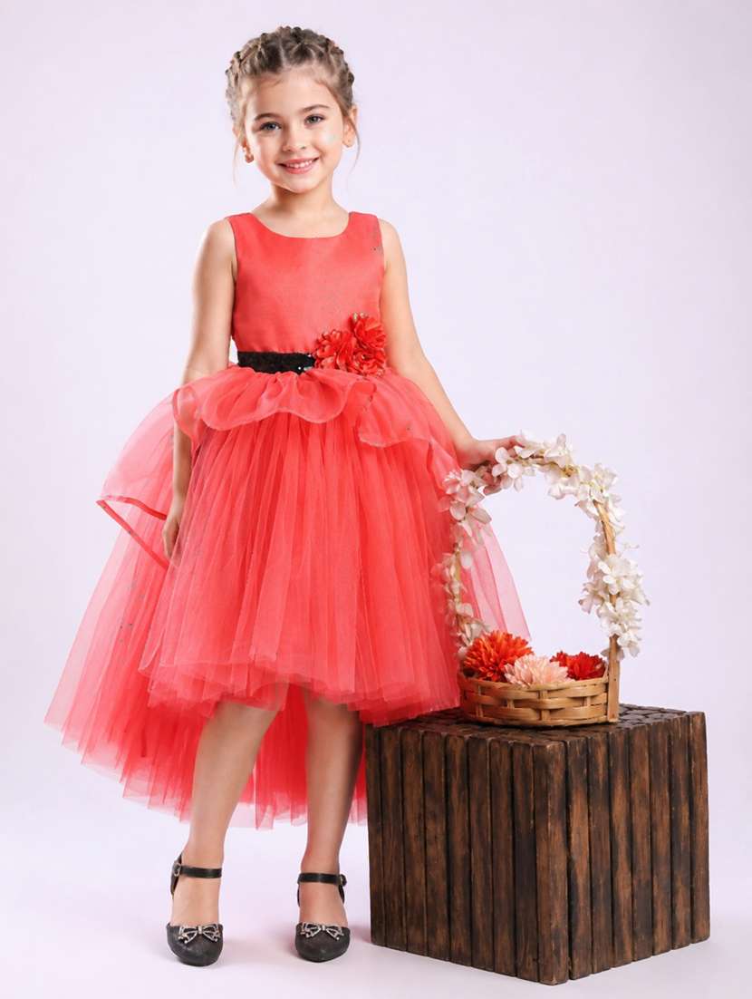 girls sequined sleeveless high low dress