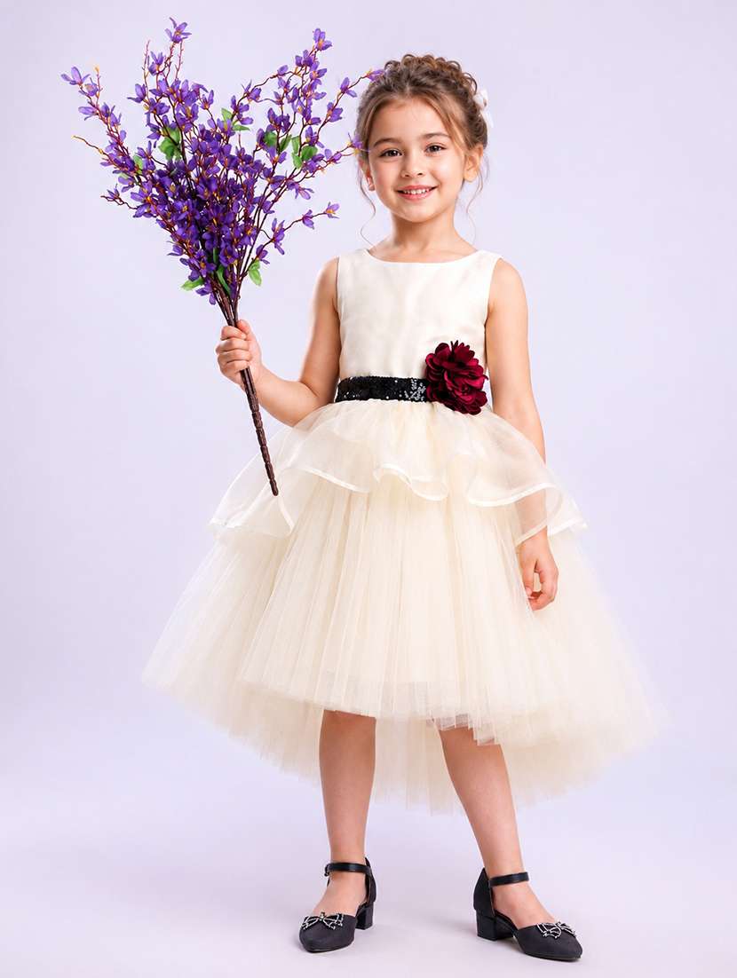 girls sequined sleeveless high low dress