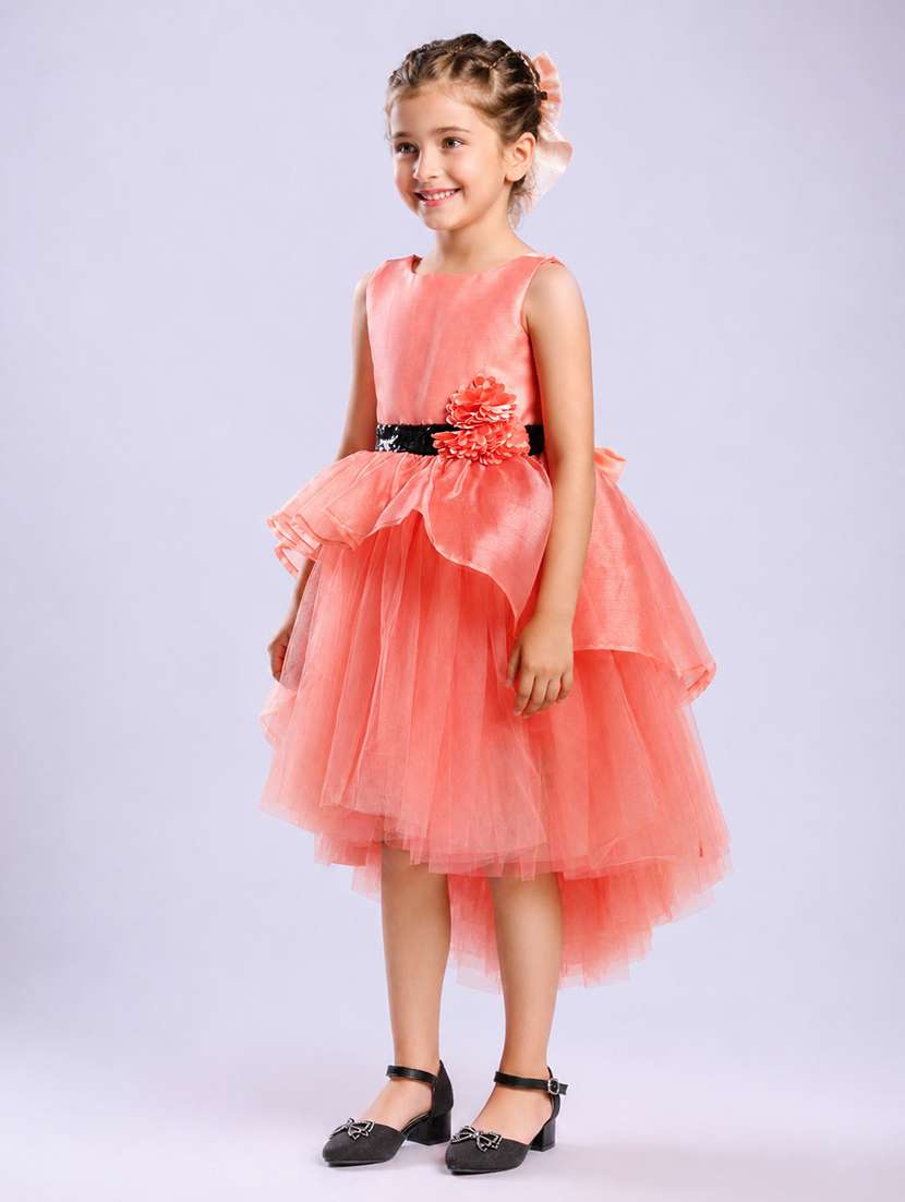 girls sequined sleeveless high low dress
