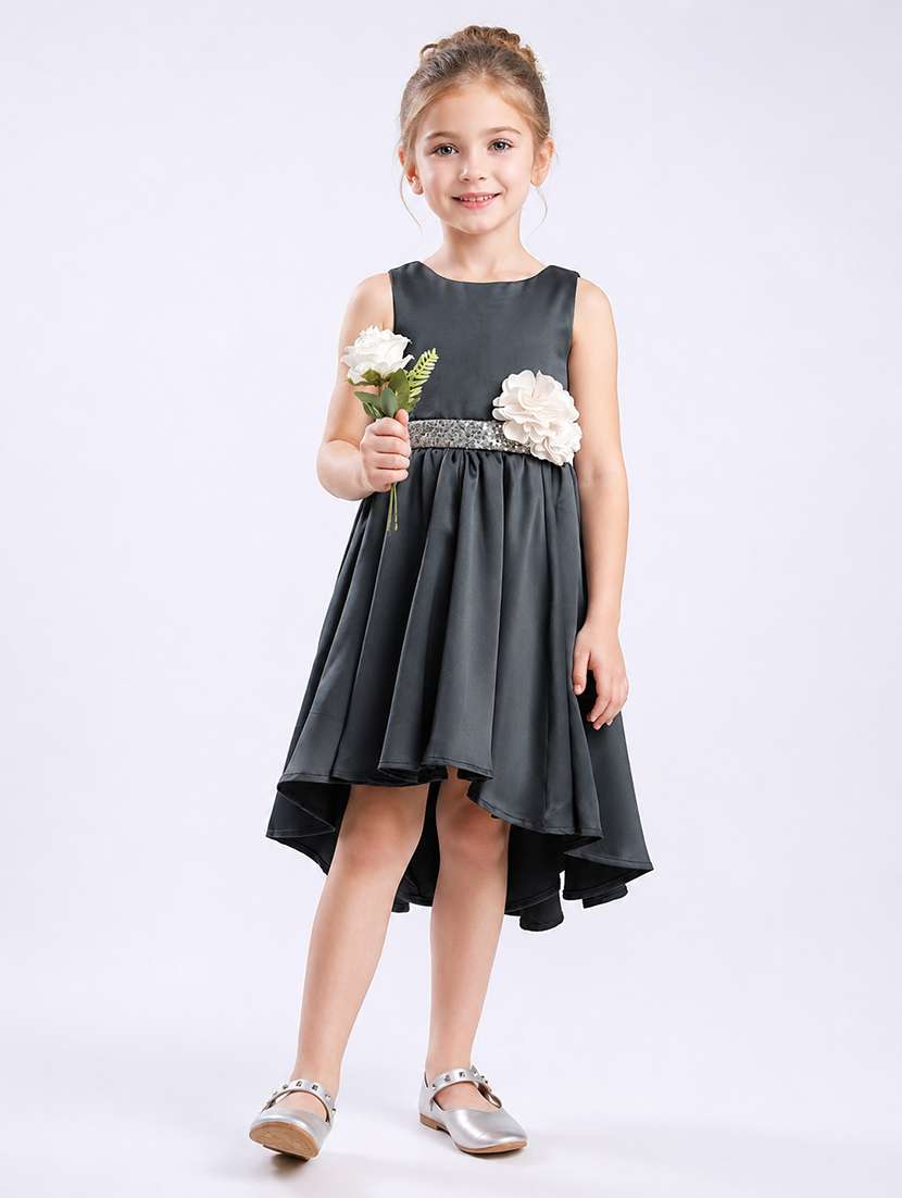 girls sequined sleeveless high low dress